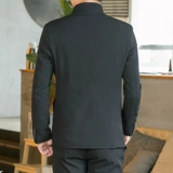 Мужской трендовый классический костюм для отдыха, куртка, облегающий крой, китайский стиль, в корейском стиле, с вышивкой