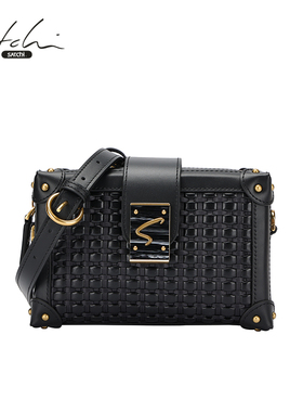 SATCHI/沙驰女包复古编制盒子包高级感小众设计单肩斜挎包小方包