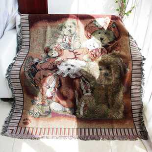 美式复古毛毯棉麻沙发垫老虎椅背靠巾单双人沙发毯高级感盖布毯子