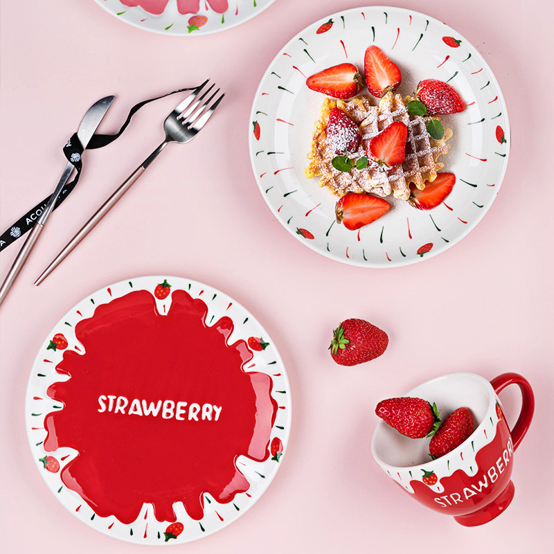 Hand painted underglaze color household lovely tableware strawberry cream cup