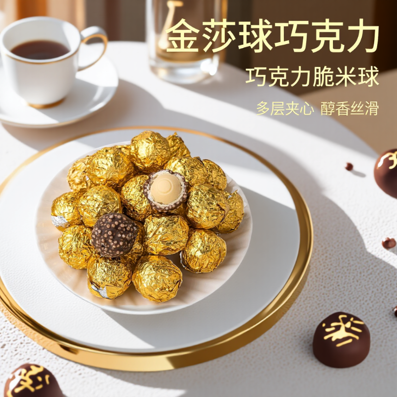 金沙巧克力球婚庆散装批发喜糖果夹心巧克力蛋糕甜品（代可可脂）