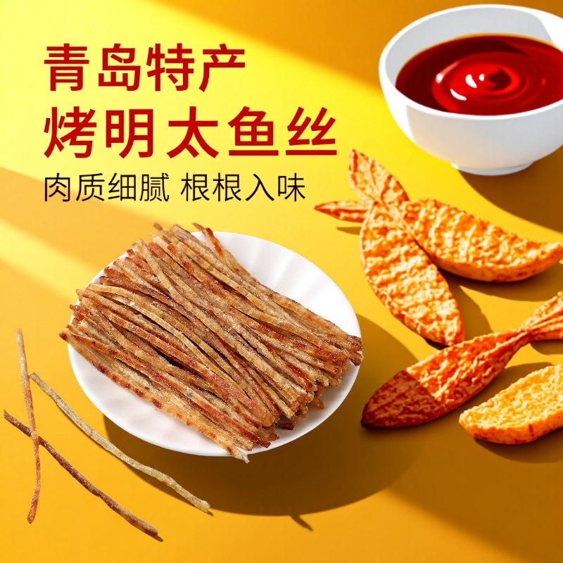 青岛特产烤明太鱼丝即食100g*5袋