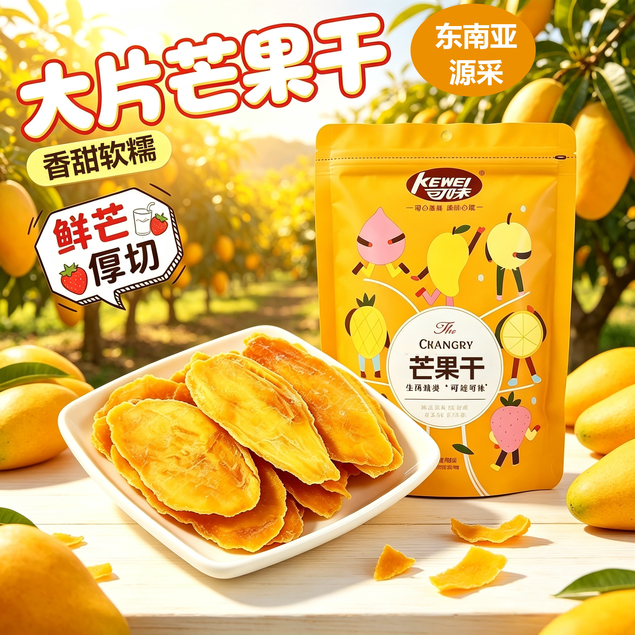 可味芒果干108g水果干果脯蜜饯鲜芒办公室解馋网红休闲零食小吃