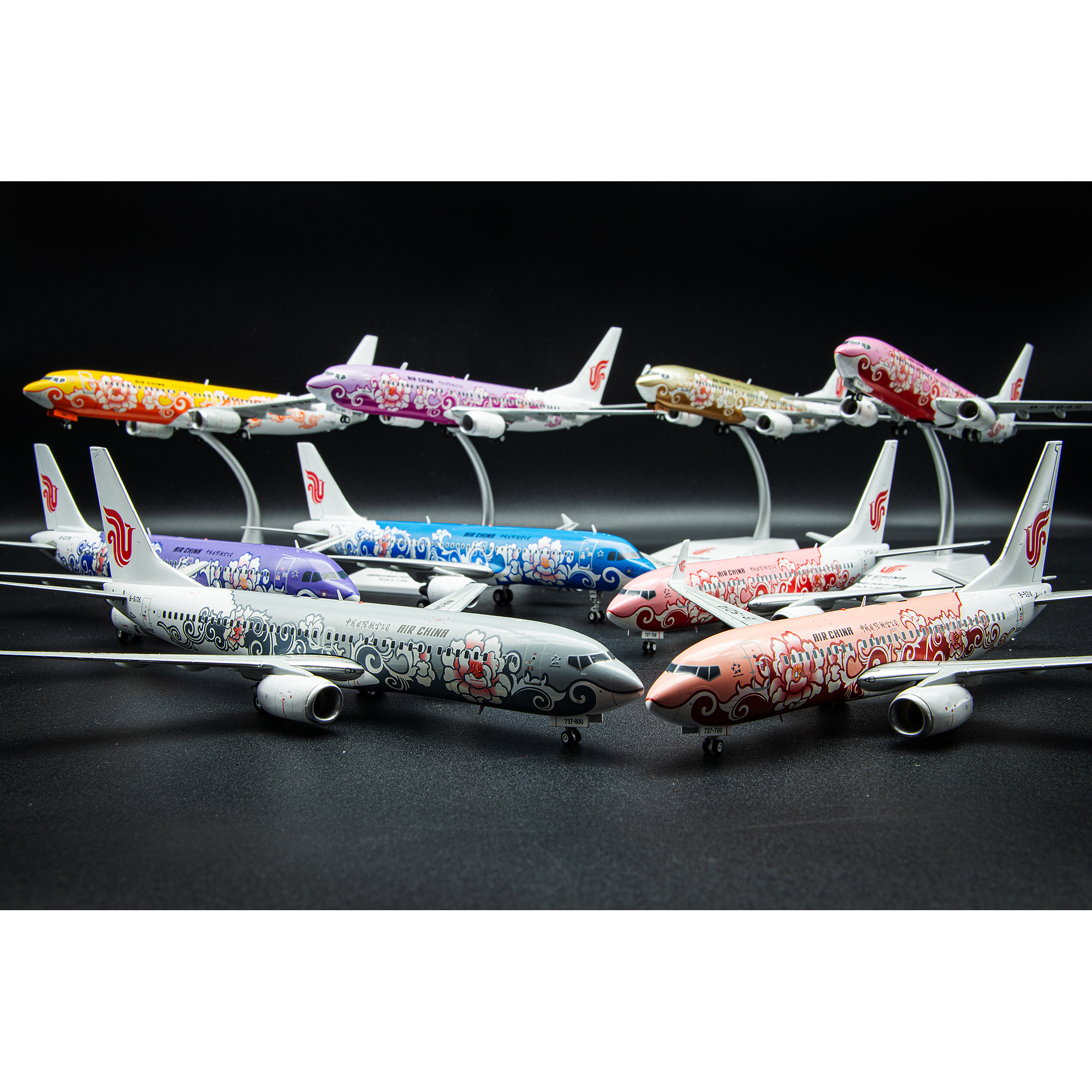 中国国际航空牡丹彩绘机队飞机模型1:200收藏级JCwings精细摆件