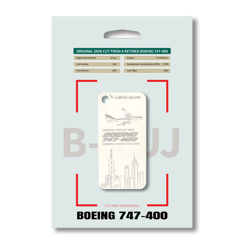 国泰航空波音747-400飞机原始蒙皮钥匙扣航空纪念品挂饰香港B-HUJ - 封面