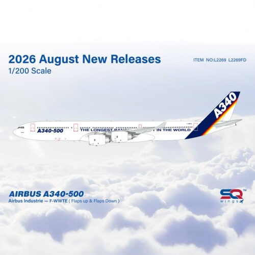 预SQ Wings空中客车原厂涂装A340-500飞机模型1:200合金收藏摆件