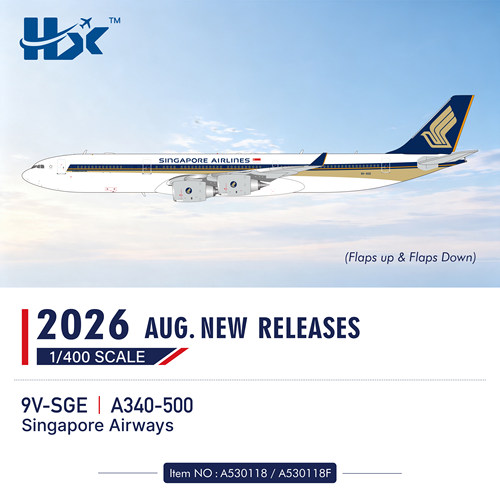 新品预HX Model新加坡航空空客A340-500飞机模型1:400合金收藏