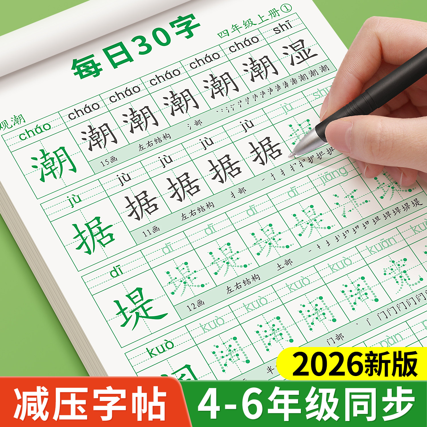 四年级上册下册同步字帖小学生专用练字贴每日30字五年级六年级人教版语文课本钢笔临摹硬笔书法练习每日一练生字描红本写字帖打卡