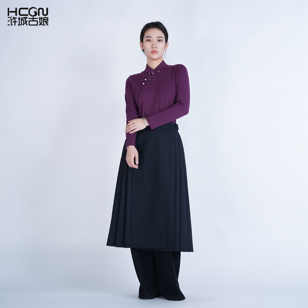 浒城古娘中式立领长袖舒适棉上衣