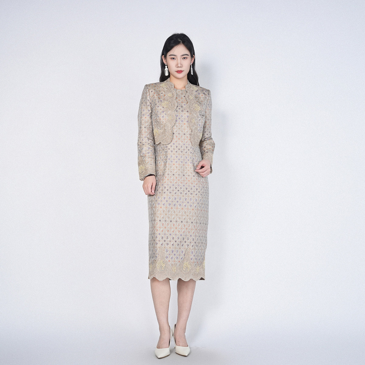 浒城古娘春季新款女装桑蚕丝气质小香风新中式国风宋锦套装女春秋,女装/女士精品,时尚套装,淘宝优惠券,粉丝福利购,淘宝优惠卷