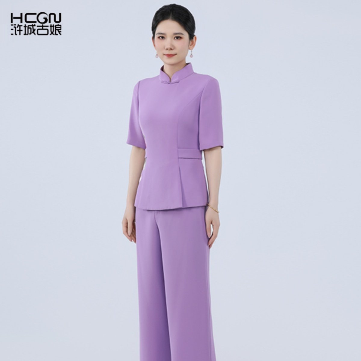 浒城古娘新款民族风刺绣气质通勤上衣裤子新中式国风两件套装女夏