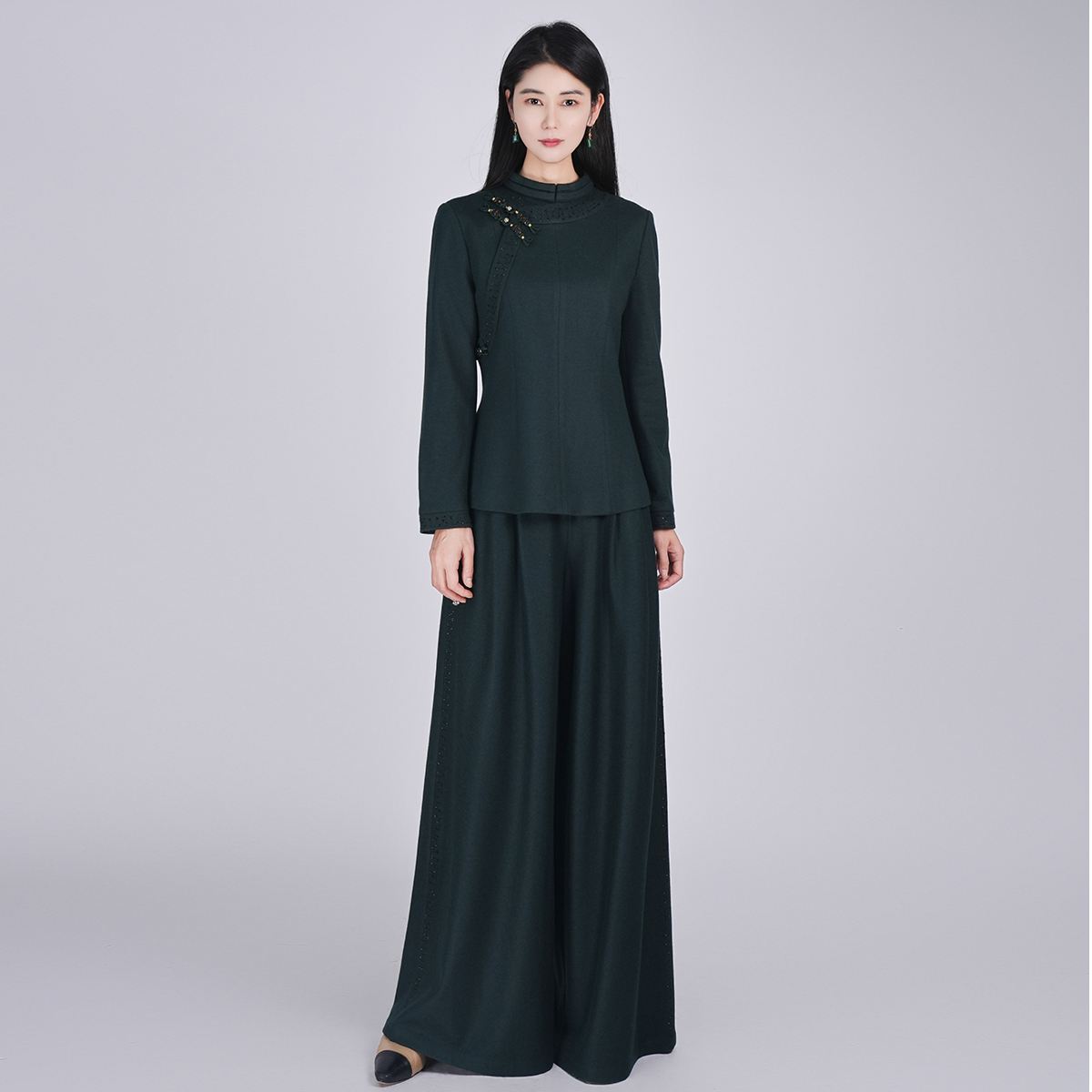 【高定系列】中式减龄羊毛秋新款立领国风显瘦气质女西服气质套装