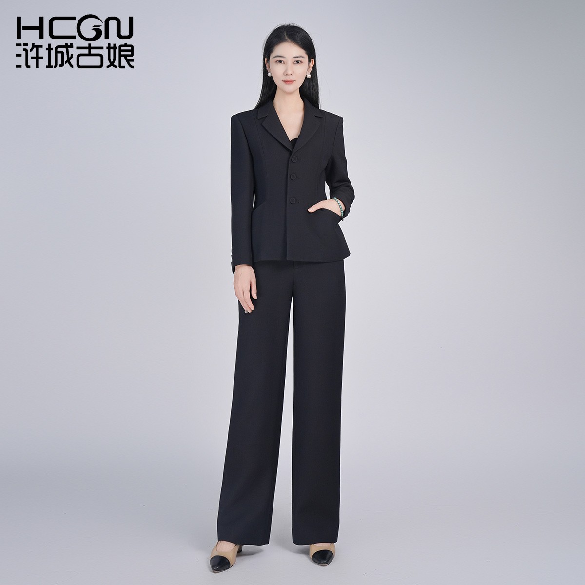 浒城古娘新款羊毛桑蚕丝气质通勤西服上衣新中式国风套装裙女春秋