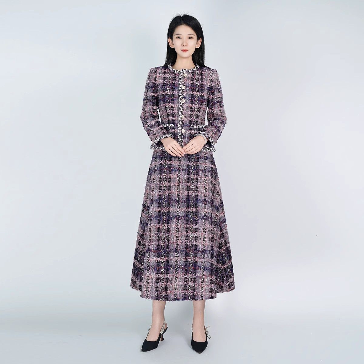 浒城古娘新款羊毛小香风气质优雅高定长袖新中式国风套装裙女春秋