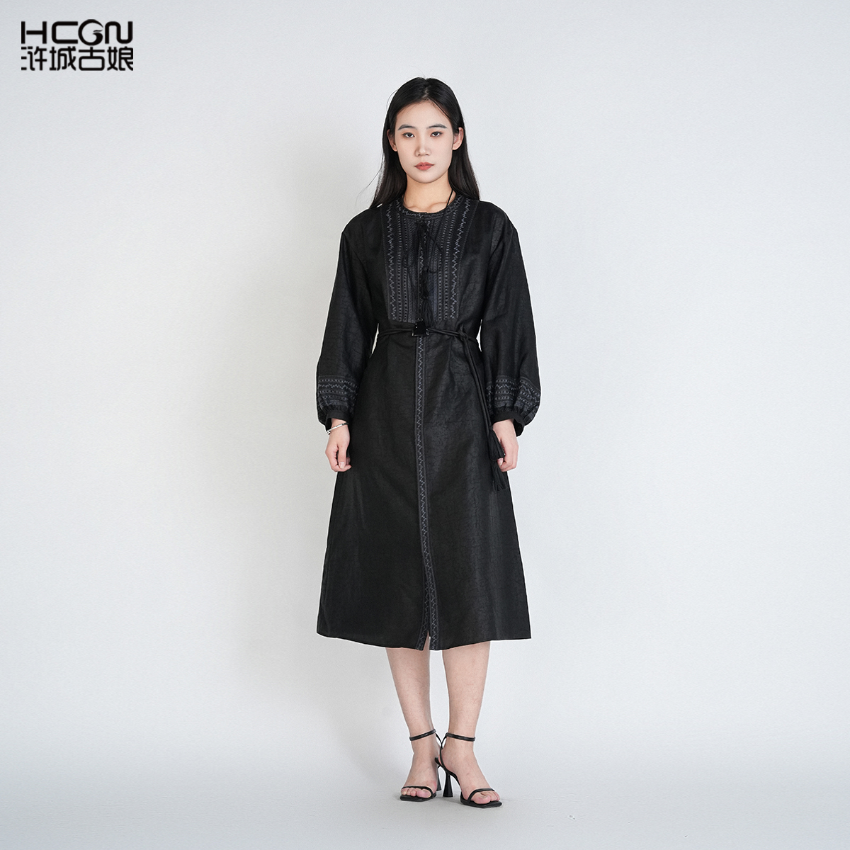 中国风桑蚕丝宽松收腰显瘦连衣裙