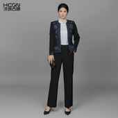 两件套装 绵羊毛国风精致刺绣百搭时尚 通勤日常优雅大气气质女西装