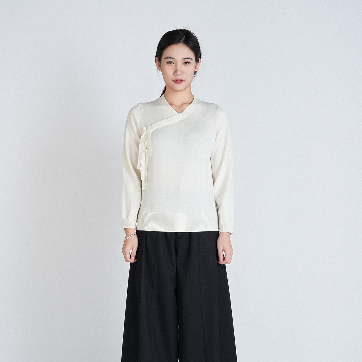 国风舒适百搭气质100绵羊毛上衣