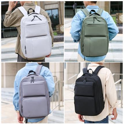 圣喜路双肩包商务休闲纯色质感背包大容量通勤旅行笔记本电脑背包