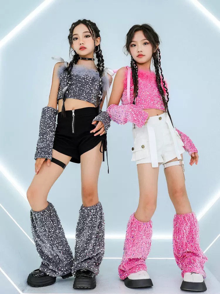 街舞儿童潮服时尚女童爵士舞服装hiphop潮牌表演服模特走秀演出服
