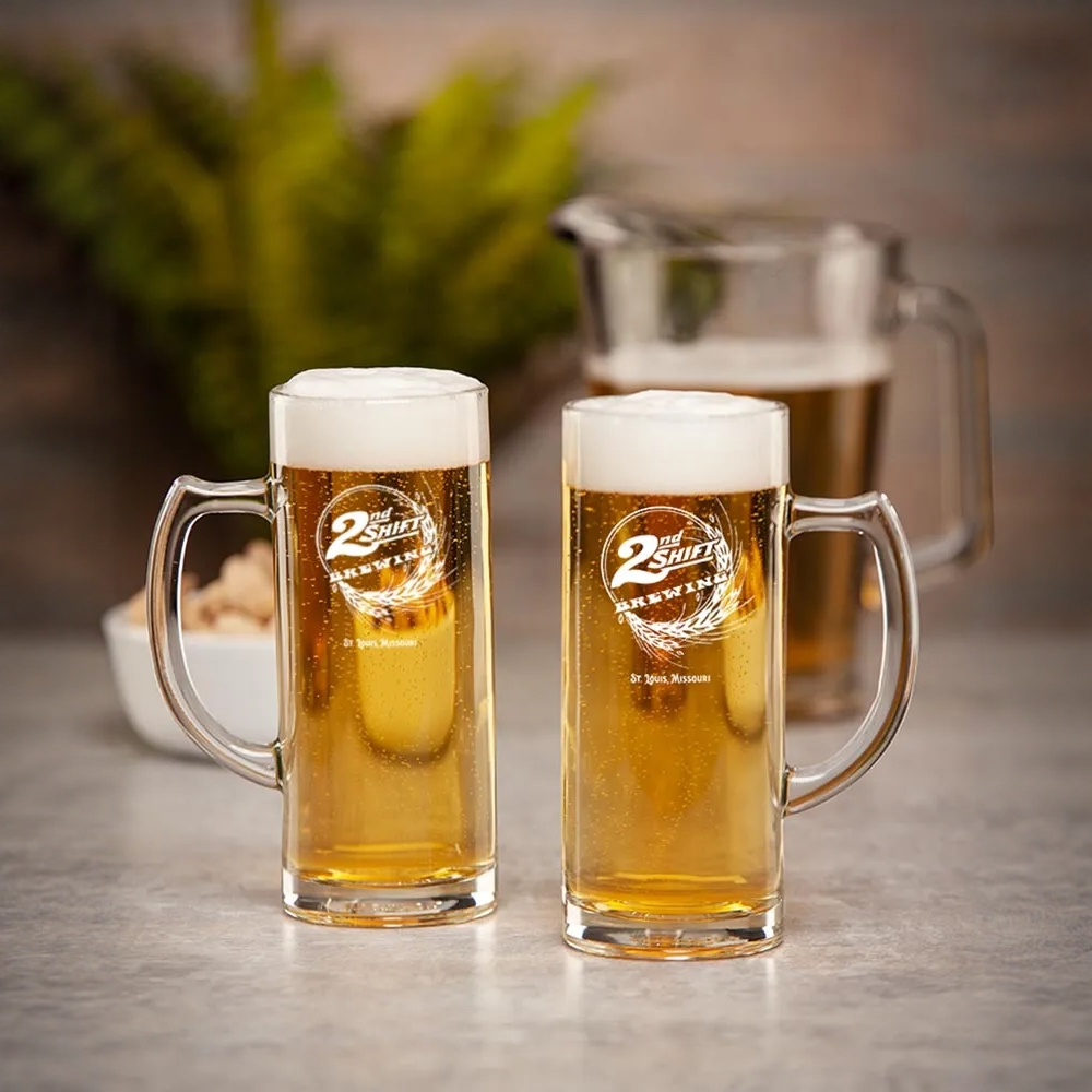 600ml 加厚耐用透明把杯啤酒杯大容量厚重精酿啤酒扎啤生啤马克杯
