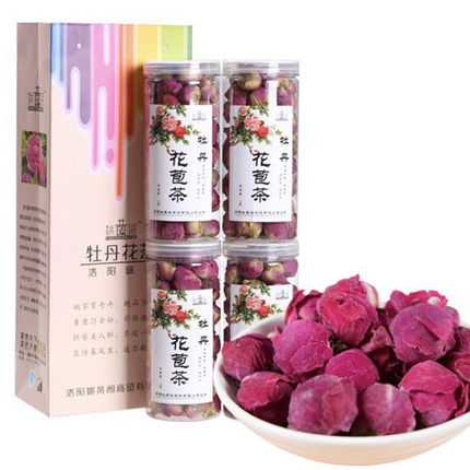 河南洛阳特产姚黄阁牡丹花苞茶整朵牡丹花全花茶70克*4瓶礼盒送礼