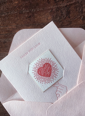 粉色浪漫比心表白生日商务母亲节通用贺卡文艺简约包邮进口棉纸