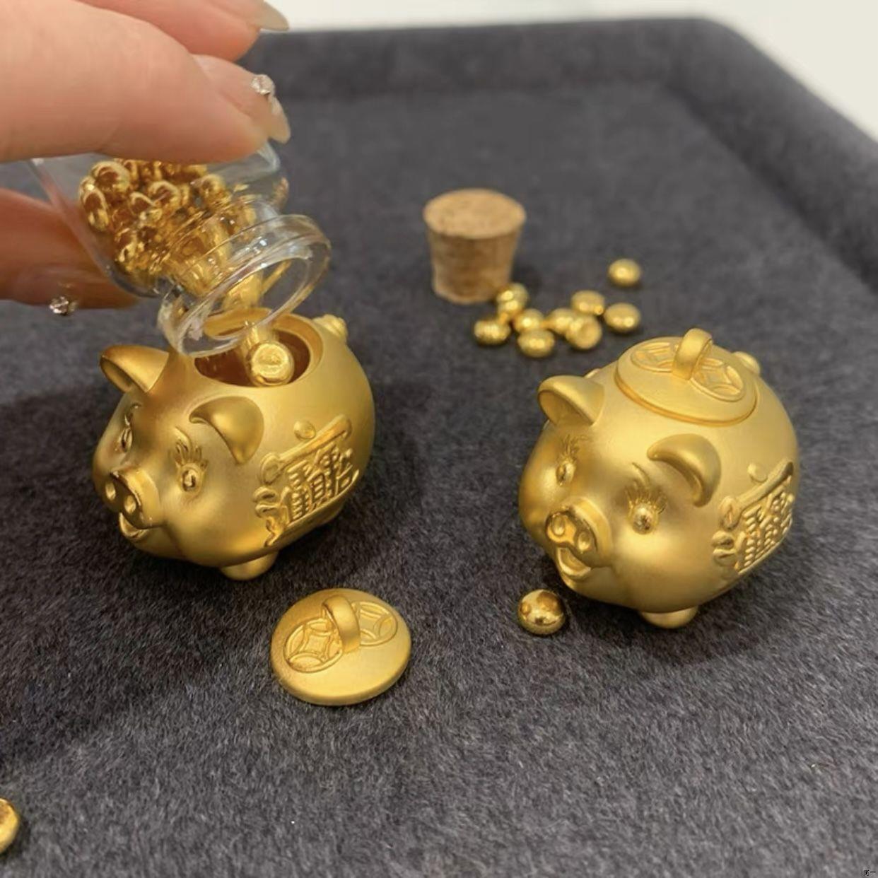 招财小金猪表面金猪颗豆储钱小猪存钱罐摆件礼物送人复古轻奢国潮