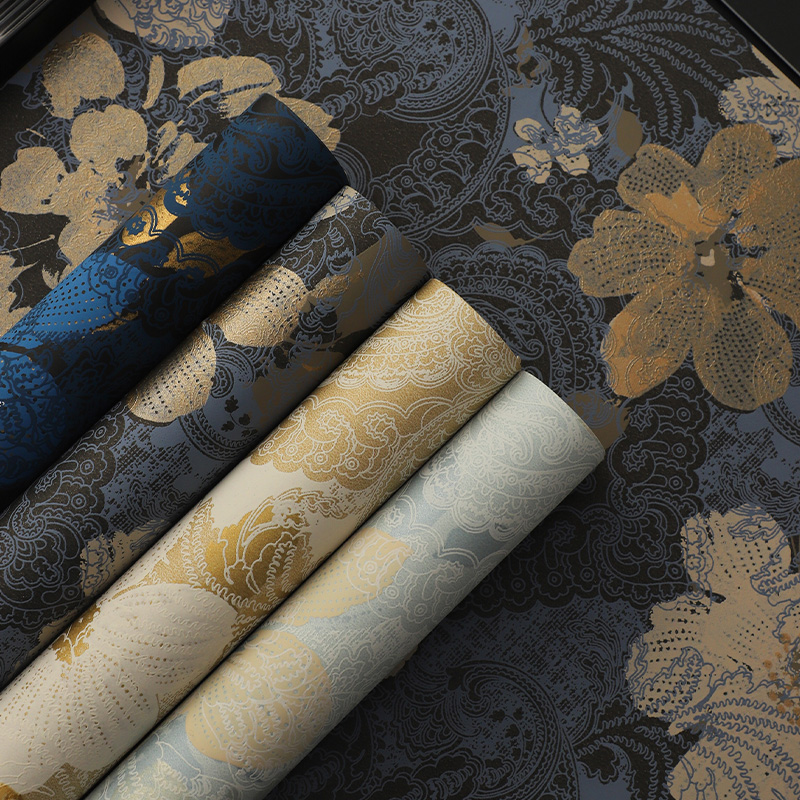 烫金花卉系列国潮风鲜花包装纸