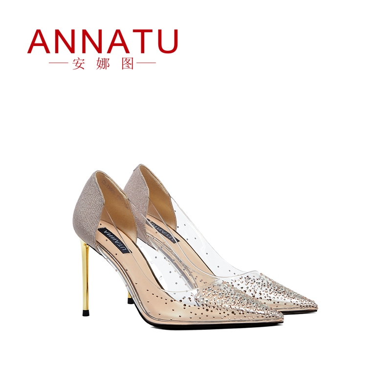 安娜图新款胶片铆钉时尚风女单鞋