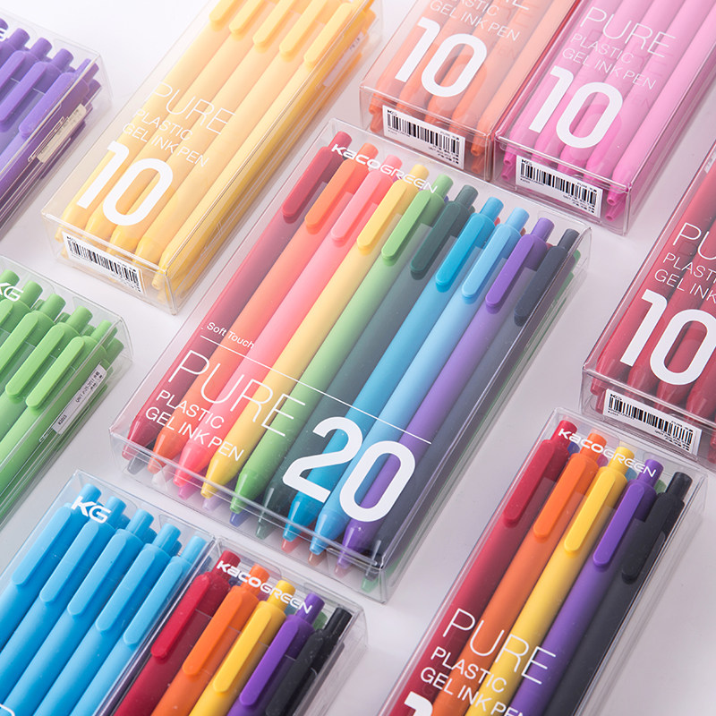 kaco书源中性笔按动水笔莫兰迪色系ins简约彩色学生做笔记手帐笔