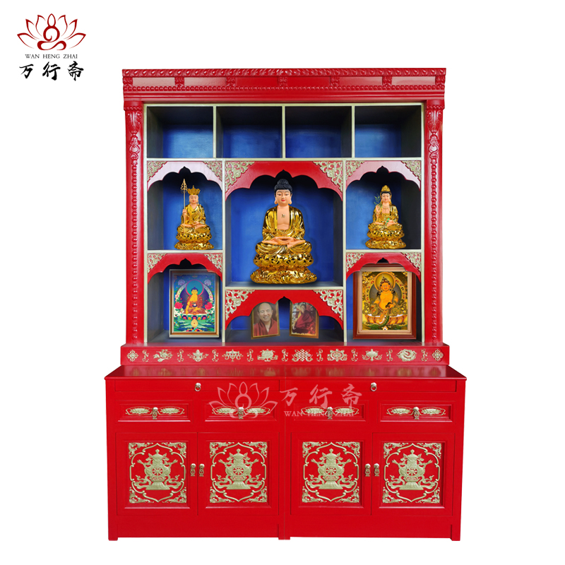 佛堂柜大佛龛新中式立柜观音佛像橱柜供奉神棚实木藏式密宗神台柜