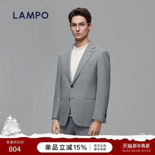 法兰绒 羊毛法兰绒西装 LAMPO 西服上衣商务正装 外套 蓝豹男士
