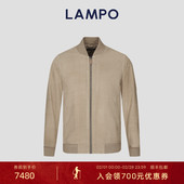 皮衣正绒胎牛皮棒球领商务皮夹克 蓝豹男士 正绒胎牛皮 LAMPO