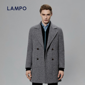 羊驼毛大衣商务休闲呢子 蓝豹毛呢大衣男士 羊驼毛 LAMPO