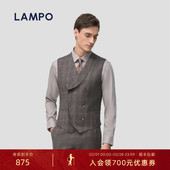 马甲青果领咖色西服马甲 蓝豹男士 丝羊毛 LAMPO