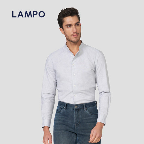 LAMPO/蓝豹磨毛立领弹力衬衫