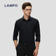100S双股 商务黑色自然弹衬衫 LAMPO 长袖 正装 蓝豹男士 衬衫 男