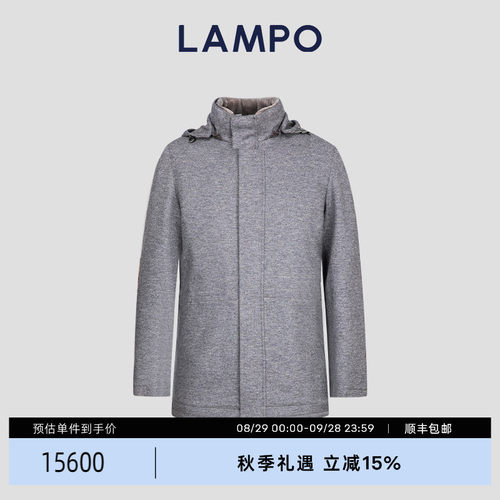 【尼克服】LAMPO/蓝豹男士尼克服河狸毛皮立领羽绒拼接皮夹克