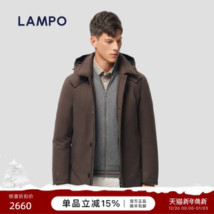 蓝豹羽绒服男鹅绒长款 LAMPO 可拆卸帽外套 秋冬热卖