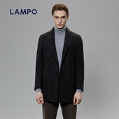 LAMPO 羊驼毛 蓝豹毛呢大衣男羊驼毛混纺商务休闲大衣外套