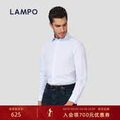 雨露麻 衬衫 LAMPO 蓝豹男士 长袖 进口14S棉麻商务长袖 衬衣
