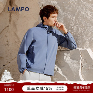 连帽夹克弹力透气时尚 蓝豹男士 LAMPO 凉感休闲夹克衫 皮肤衣