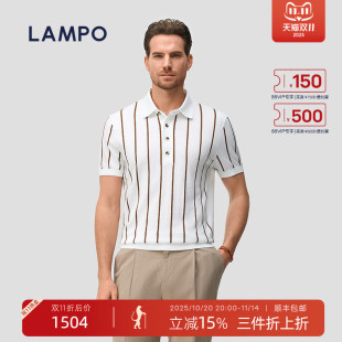 短袖 蓝豹男士 LAMPO T恤舒适麻爽棉横机休闲polo衫 麻爽棉
