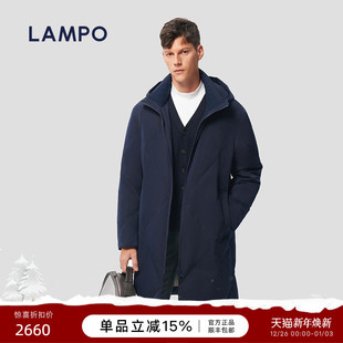 蓝豹羽绒服男95白鹅绒商务时尚 LAMPO 热卖 连帽通勤外套 冬季