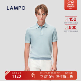 麻爽棉 T恤夏季 LAMPO 短袖 耐磨商务休闲polo衫 蓝豹男士