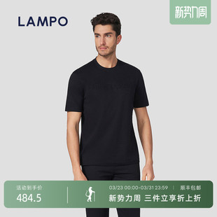 长绒棉 T恤长绒棉圆领黑色夏季 LAMPO 短袖 百搭男装 蓝豹男士