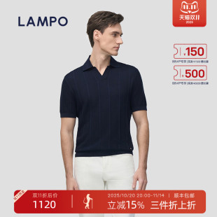 麻爽棉 T恤夏季 LAMPO 短袖 耐磨商务休闲polo衫 蓝豹男士