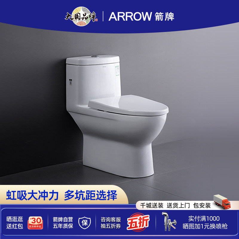 箭牌家用马桶250坑距特殊地下室虹吸防臭大口径普通坐便器AB1116