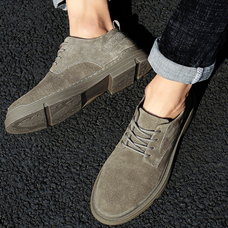 夏天马丁靴男夏季2026新款透气真皮靴子英伦风低帮工装鞋男工装靴