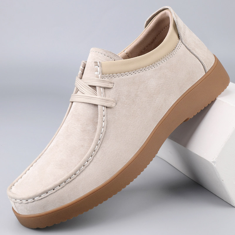 男鞋春季透气新款日常休闲皮鞋男款英伦风牛皮男士大码低帮软底鞋